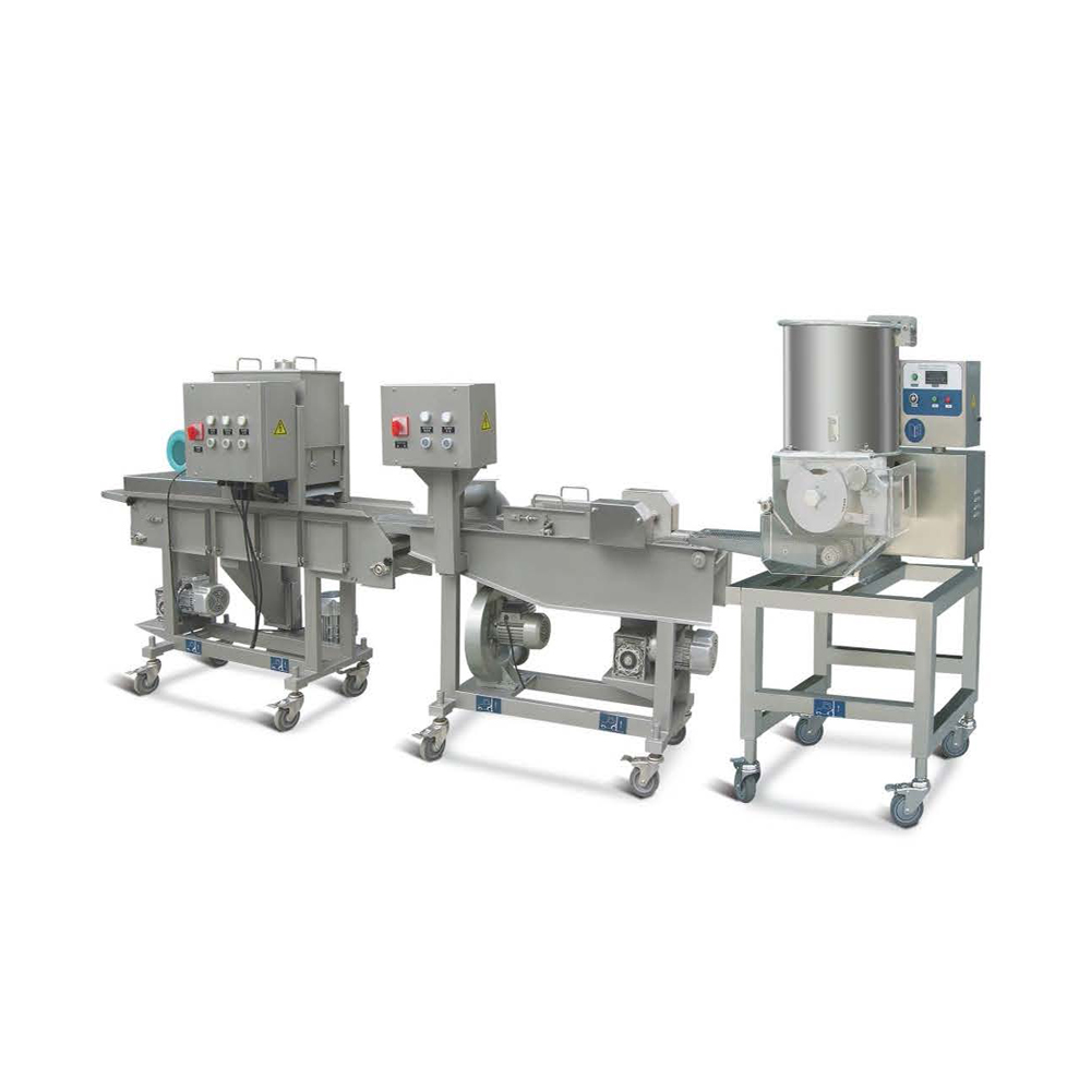 Mini Automatic hamburger and nuggets forming and coating processing line